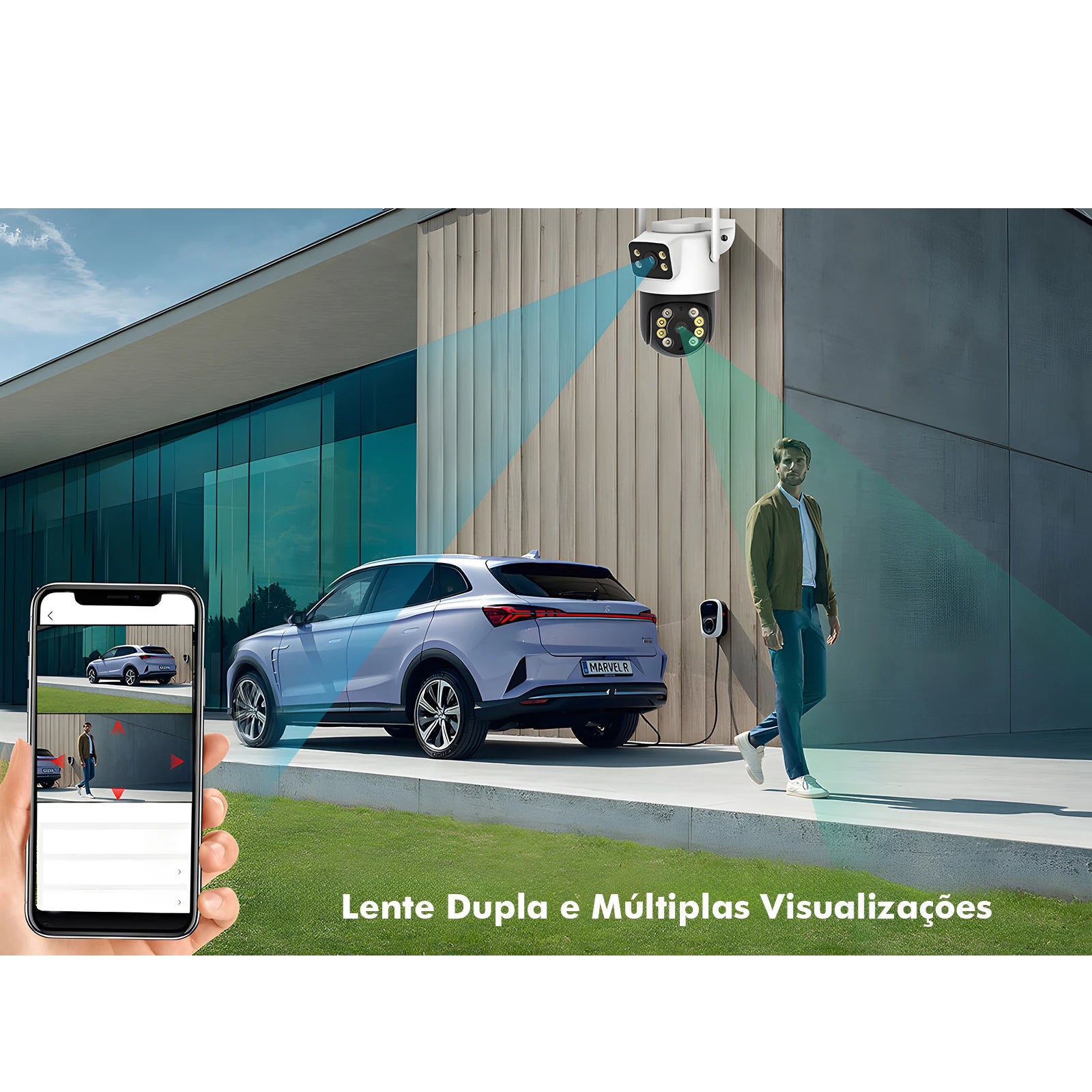 3MP Dual-Lens WiFi Security Camera – Waterproof Outdoor Surveillance, Wide-Angle, Smartphone Monitoring