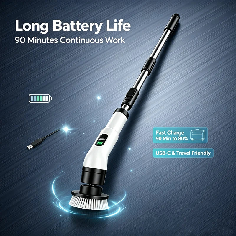 Cordless Electric Spin Scrubber — Rechargeable Multipurpose Cleaning Brush