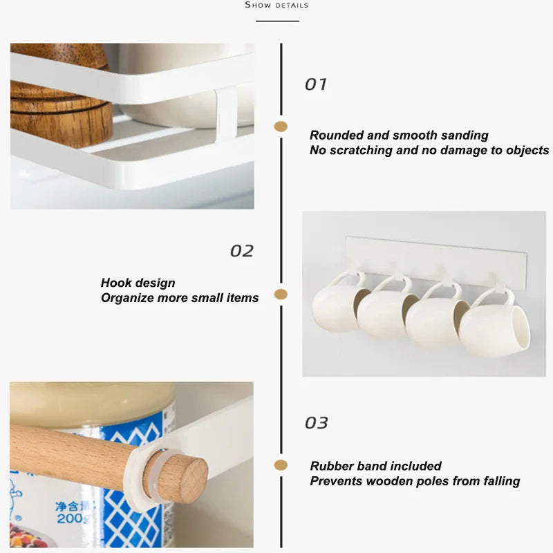 Magnetic Refrigerator Shelf Organizer – 1 & 2 Tier, No-Drill Kitchen Storage Rack