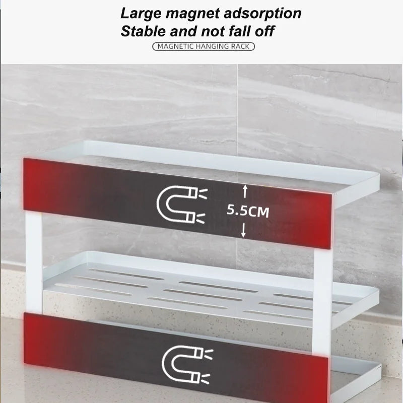 Magnetic Refrigerator Shelf Organizer – 1 & 2 Tier, No-Drill Kitchen Storage Rack