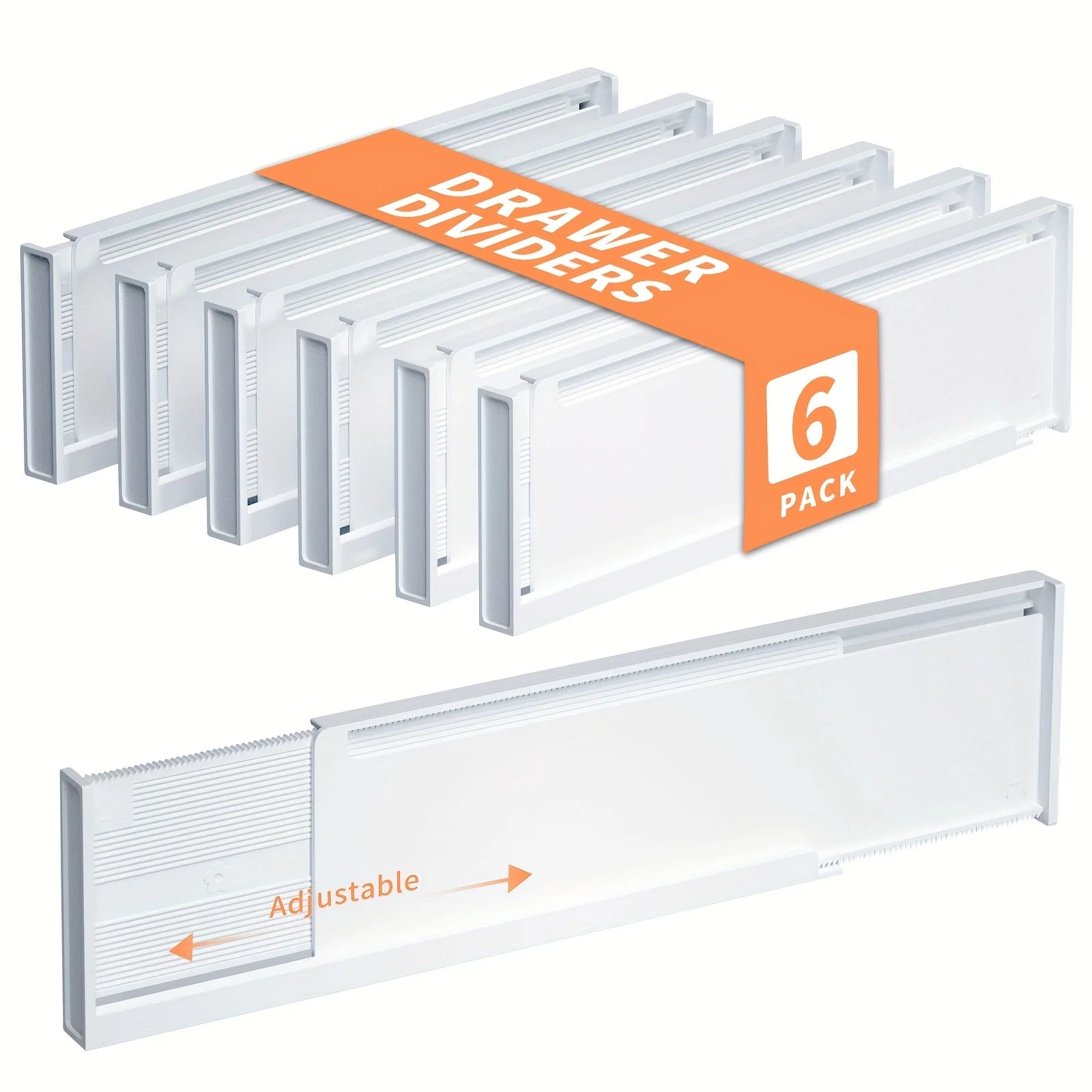 Adjustable Drawer Dividers Organizer – 6-Pack Expandable Separators for Kitchen, Dresser & Vanity