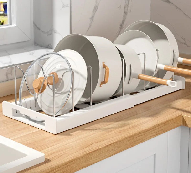 Expandable Cabinet Pot & Pan Organizer – Adjustable Divider Rack for Pots, Pans & Lids
