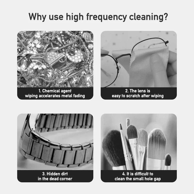 Mini Ultrasonic Cleaning Machine for Jewelry, Glasses & Watches (Battery Not Included)