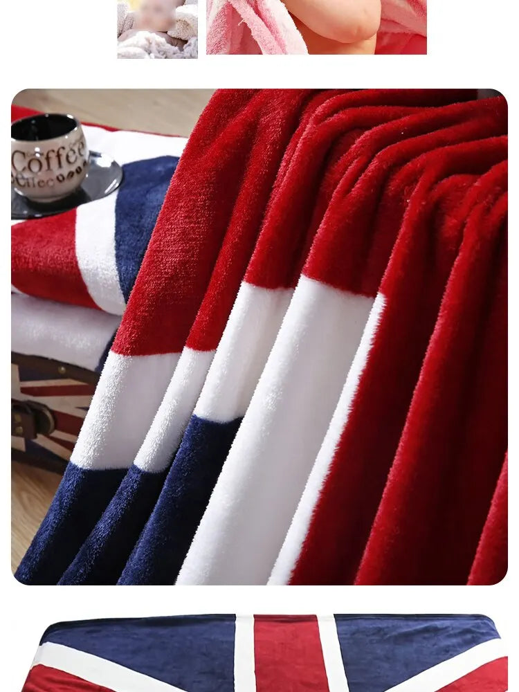 Warm Plush Throw Blanket — Striped European Style for Sofa, Bed & Travel