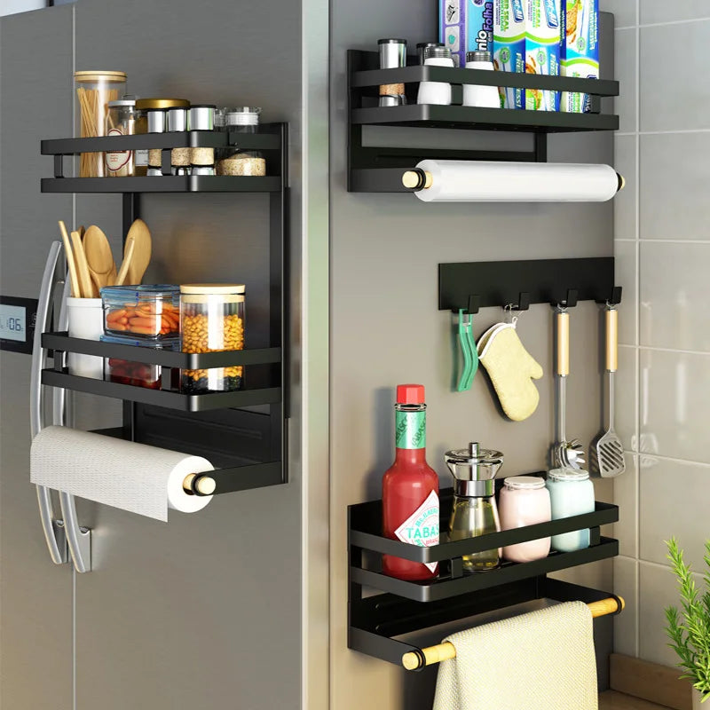 Magnetic Refrigerator Shelf Organizer – 1 & 2 Tier, No-Drill Kitchen Storage Rack