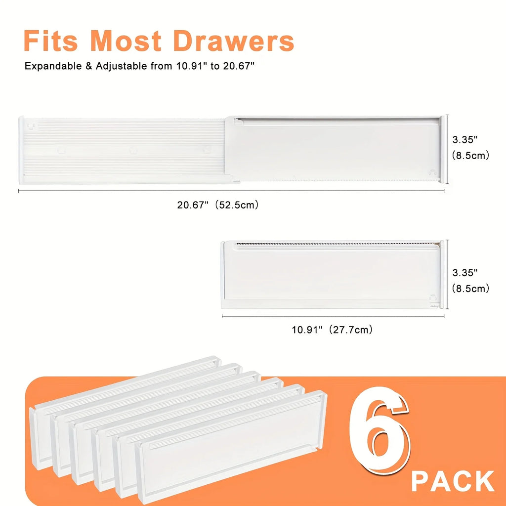 Adjustable Drawer Dividers Organizer – 6-Pack Expandable Separators for Kitchen, Dresser & Vanity