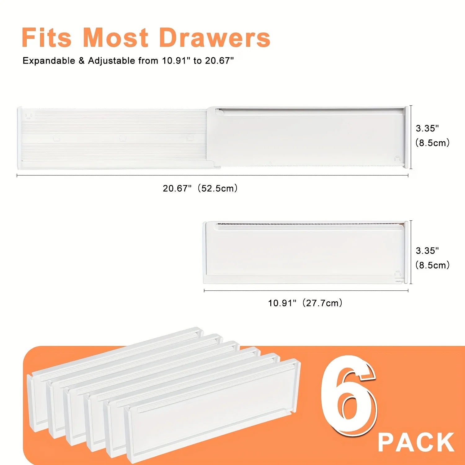 Adjustable Drawer Dividers Organizer – 6-Pack Expandable Separators for Kitchen, Dresser & Vanity