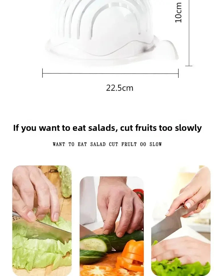 Salad Cutter Bowl – Vegetable & Fruit Slicing Bowl for Fast Meal Prep, No Cutting Board Needed