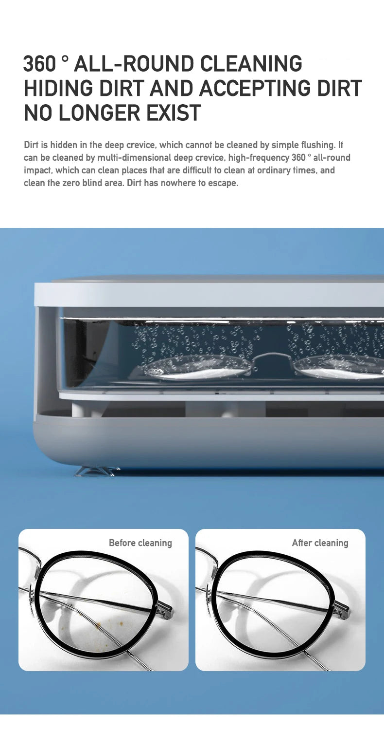 Mini Ultrasonic Cleaning Machine for Jewelry, Glasses & Watches (Battery Not Included)