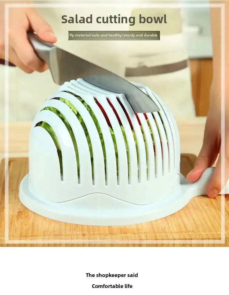 Salad Cutter Bowl – Vegetable & Fruit Slicing Bowl for Fast Meal Prep, No Cutting Board Needed