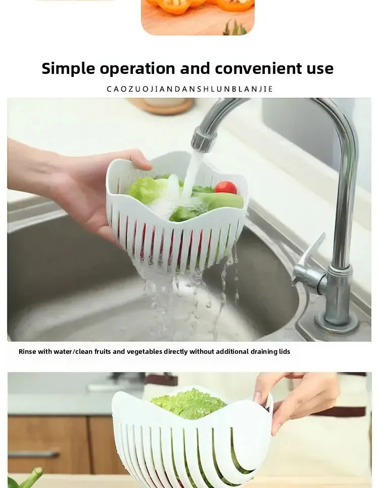 Salad Cutter Bowl – Vegetable & Fruit Slicing Bowl for Fast Meal Prep, No Cutting Board Needed