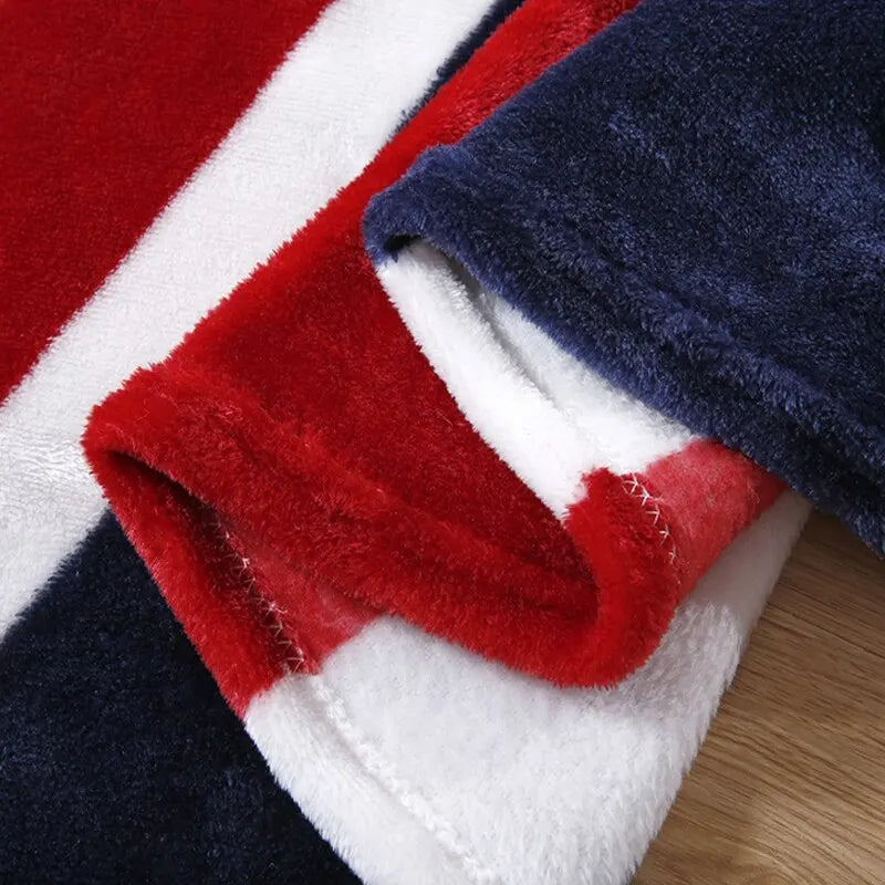 Warm Plush Throw Blanket — Striped European Style for Sofa, Bed & Travel