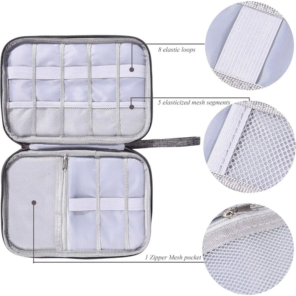 Waterproof Electronics Organizer Bag – Travel Cable & Accessories Pouch, 8 Cable Loops, Lightweight 120g