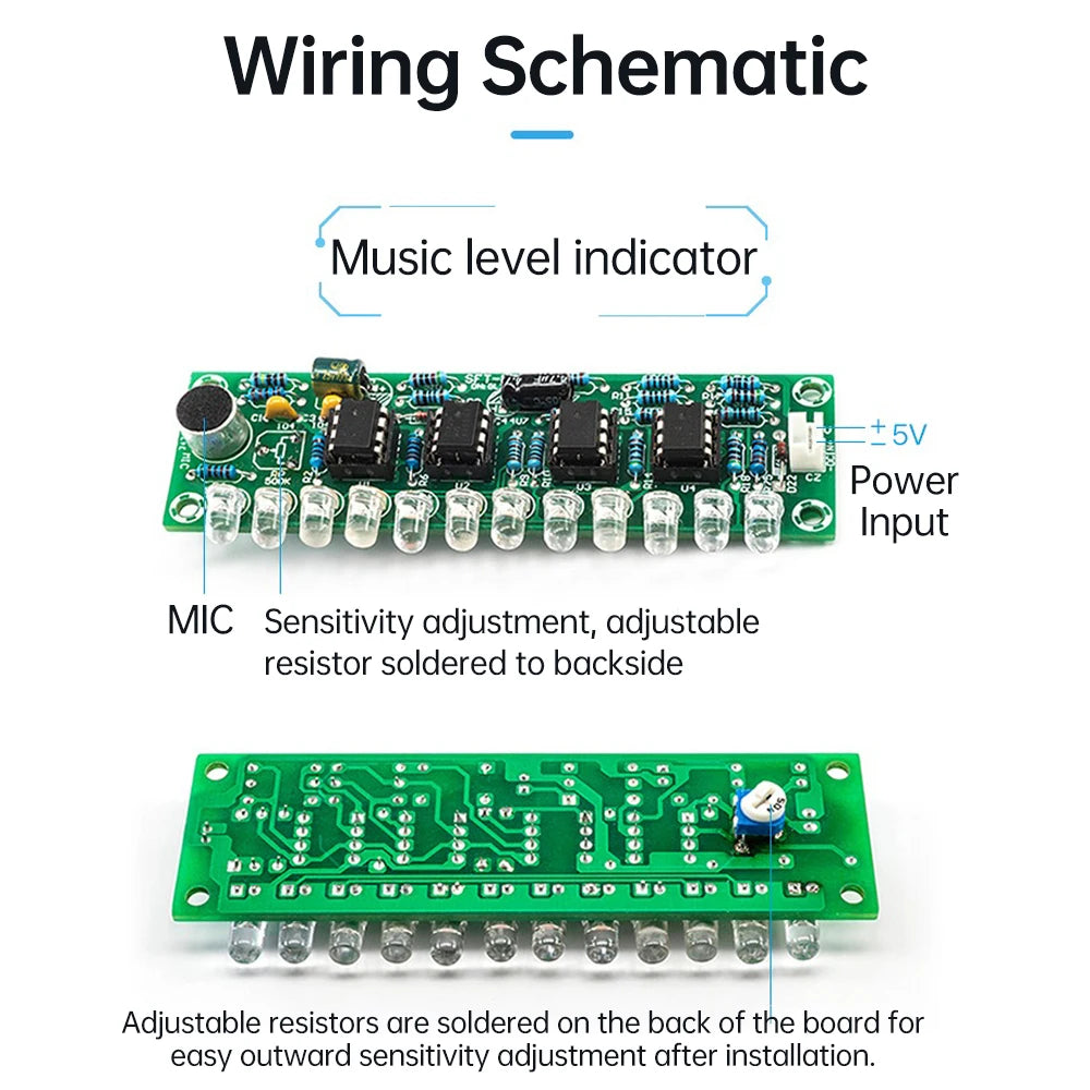 Bluetooth 5.0 Speaker DIY Kit – FM Radio, 12-LED Level Indicator, USB/SD Playback, Remote Control