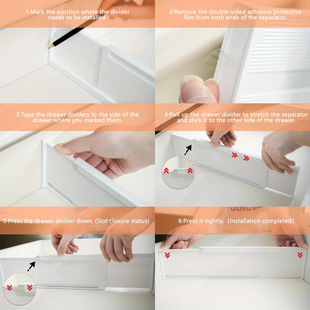 Adjustable Drawer Dividers Organizer – 6-Pack Expandable Separators for Kitchen, Dresser & Vanity