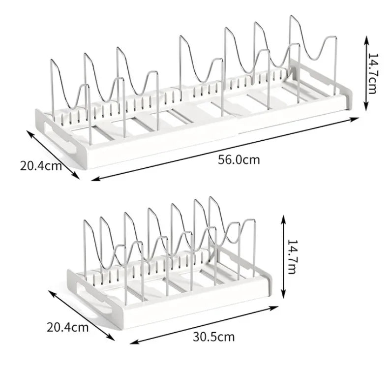 Expandable Cabinet Pot & Pan Organizer – Adjustable Divider Rack for Pots, Pans & Lids