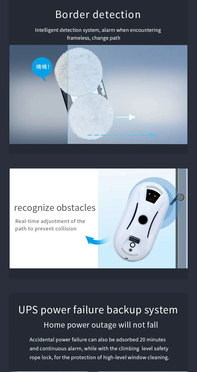 Automatic Window Cleaning Robot – 5600PA Dual Suction, 3 Modes, UPS Backup, Streak-Free Glass Cleaner