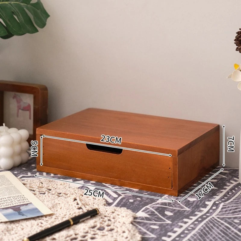Japanese-Style Wooden Storage Drawers – Minimalist Solid Wood Desk Organizer, 1–4 Drawer Options