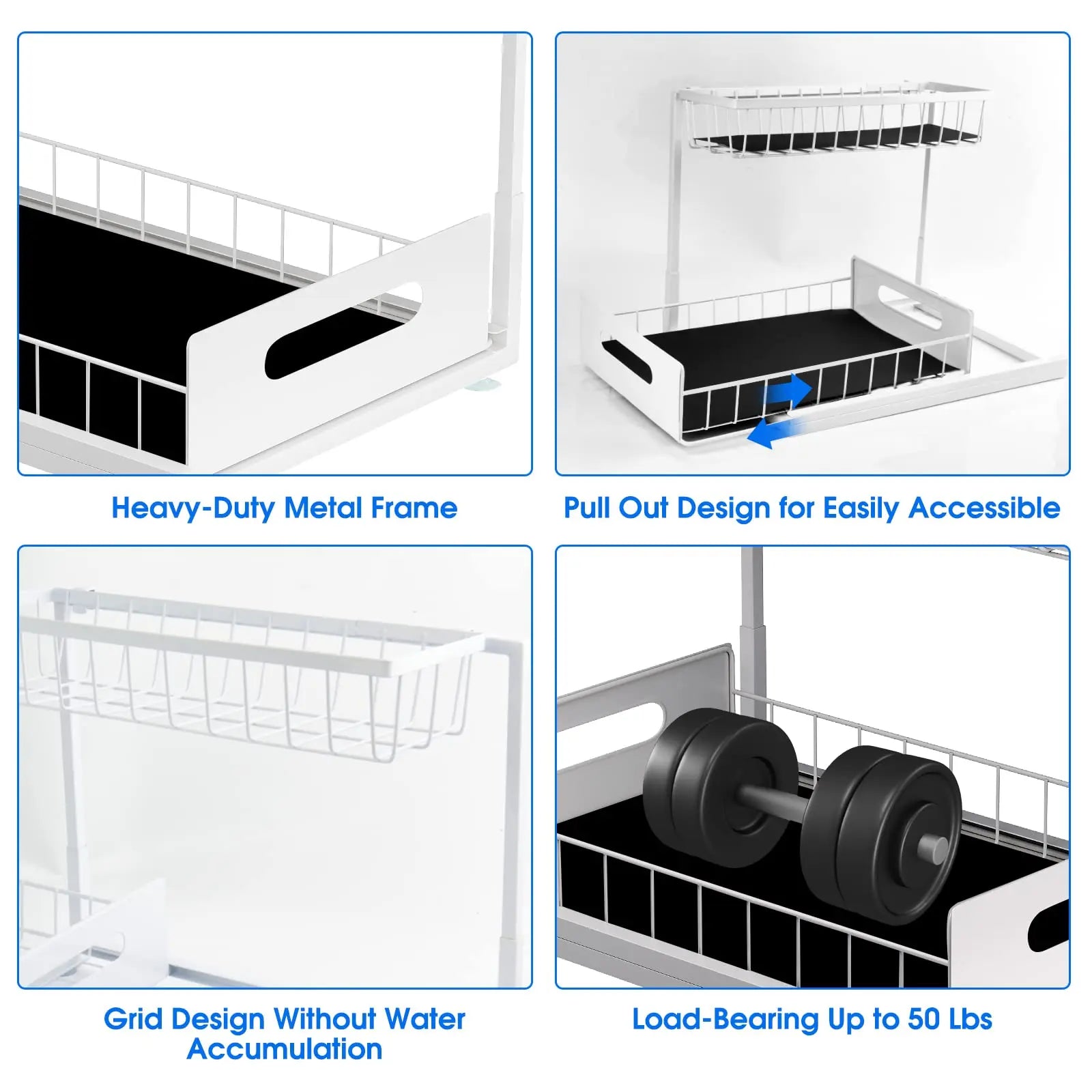 Under Sink Organizer – 2-Tier Sliding Pull-Out Cabinet Basket for Kitchen & Bathroom