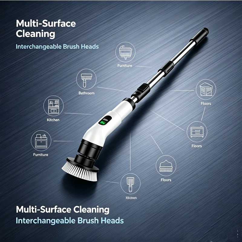Cordless Electric Spin Scrubber — Rechargeable Multipurpose Cleaning Brush
