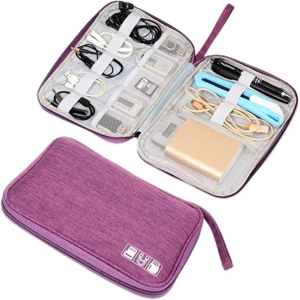 Waterproof Electronics Organizer Bag – Travel Cable & Accessories Pouch, 8 Cable Loops, Lightweight 120g