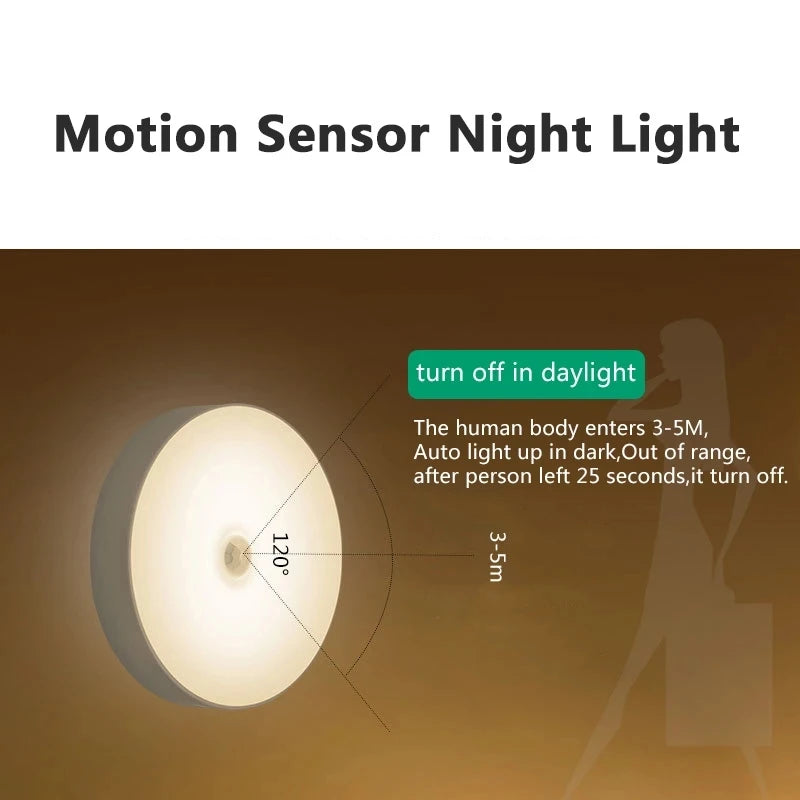 USB Rechargeable Motion Sensor Night Light – Wireless LED Lamp for Kitchen, Closet & Hallway