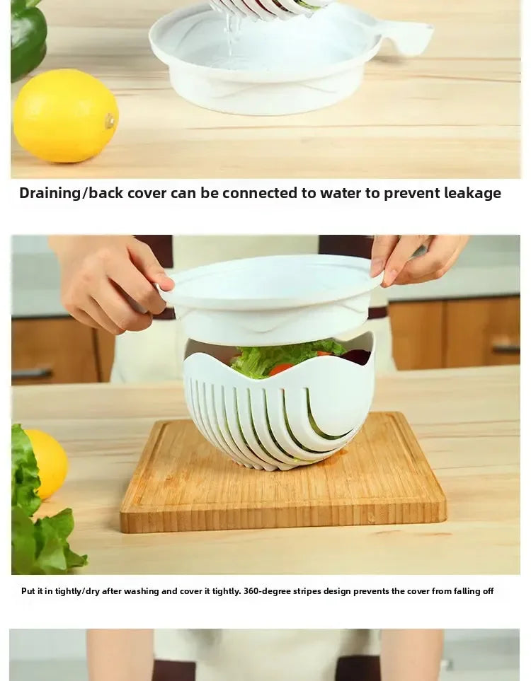 Salad Cutter Bowl – Vegetable & Fruit Slicing Bowl for Fast Meal Prep, No Cutting Board Needed