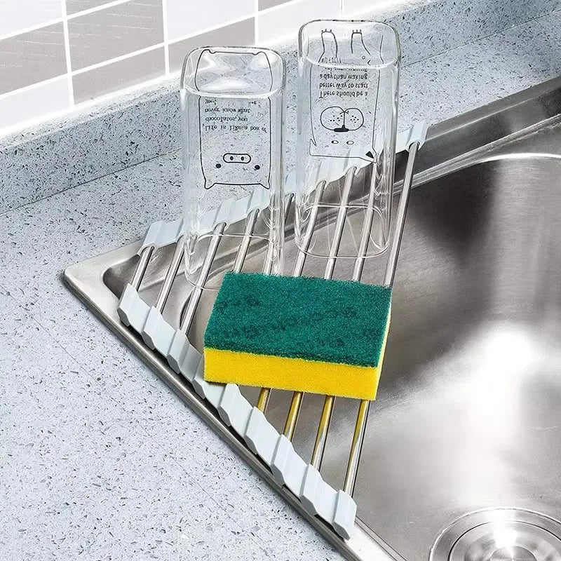 Foldable Triangle Dish Drying Rack – Corner Sink Organizer & Stainless Steel Drainer