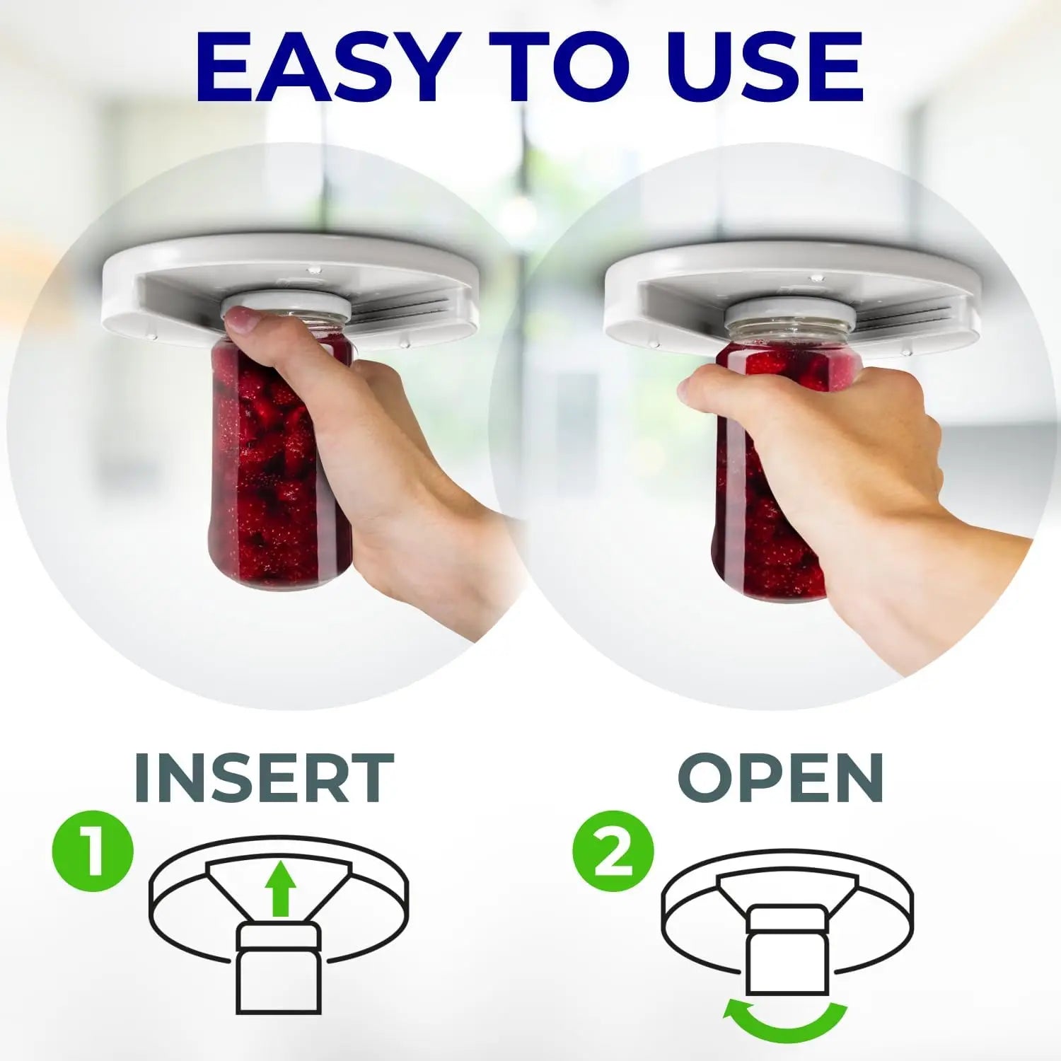 Under Cabinet Jar & Bottle Opener – One-Handed, No-Effort Lid Remover for Seniors & Arthritis