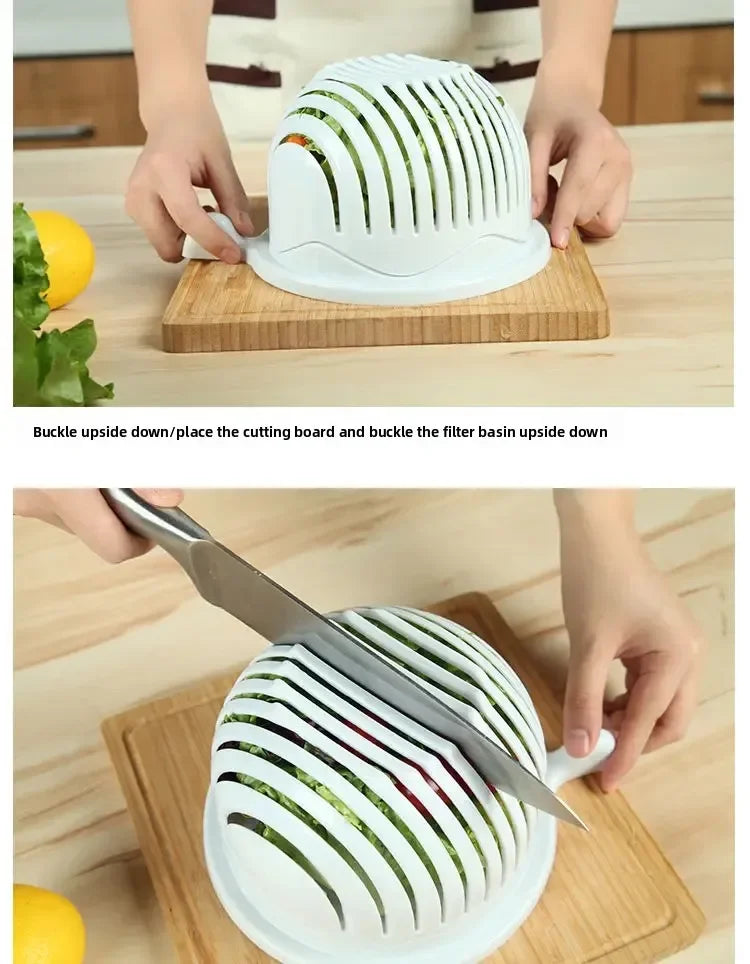Salad Cutter Bowl – Vegetable & Fruit Slicing Bowl for Fast Meal Prep, No Cutting Board Needed