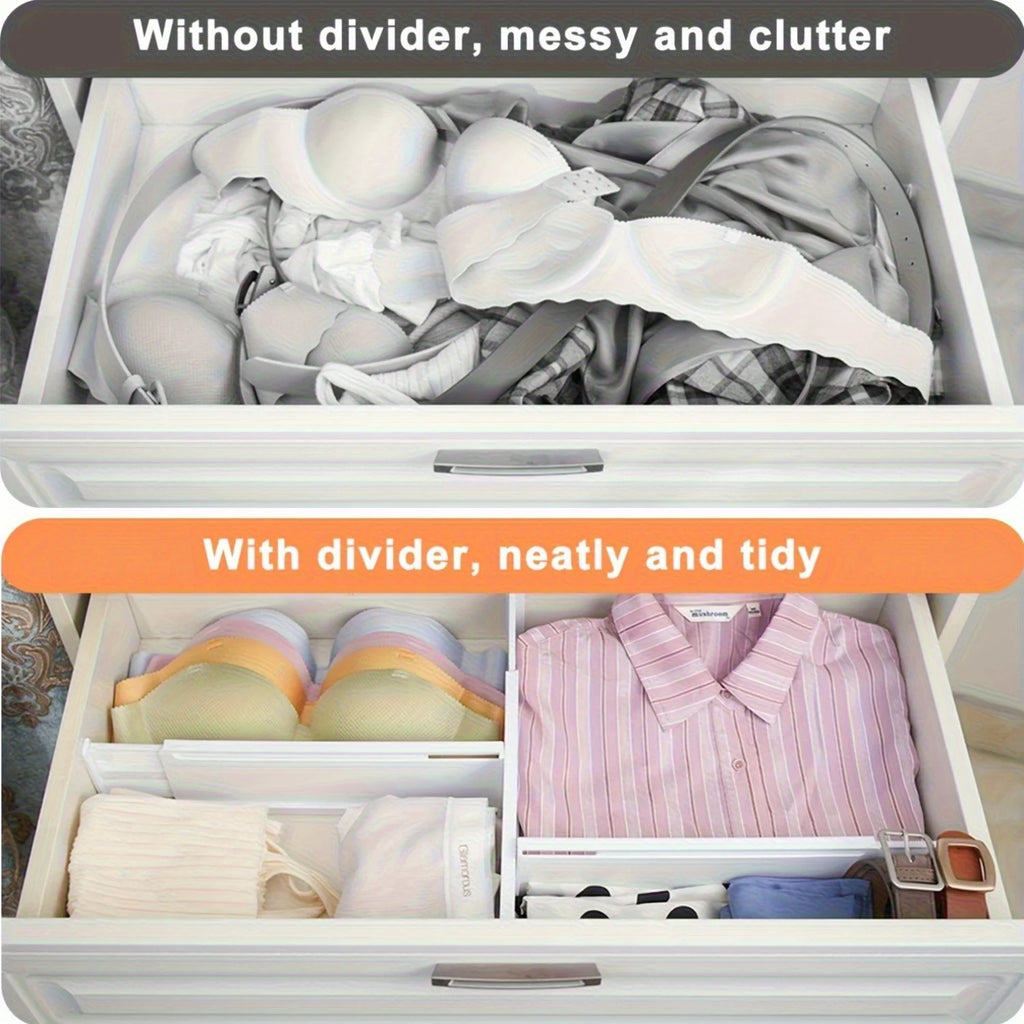Adjustable Drawer Dividers Organizer – 6-Pack Expandable Separators for Kitchen, Dresser & Vanity