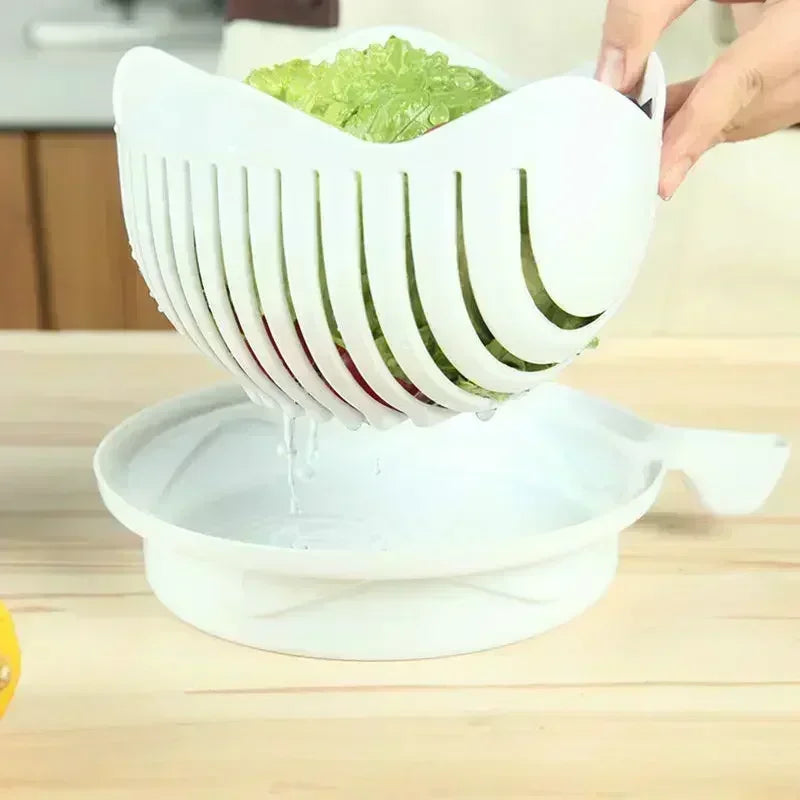 Salad Cutter Bowl – Vegetable & Fruit Slicing Bowl for Fast Meal Prep, No Cutting Board Needed