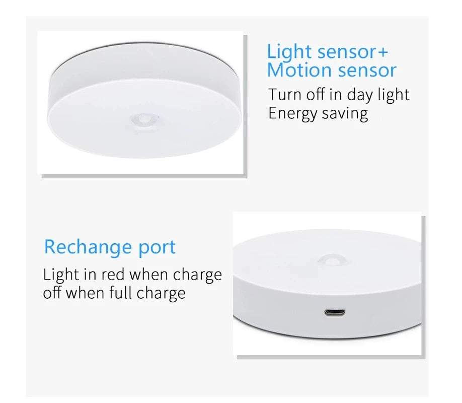 USB Rechargeable Motion Sensor Night Light – Wireless LED Lamp for Kitchen, Closet & Hallway