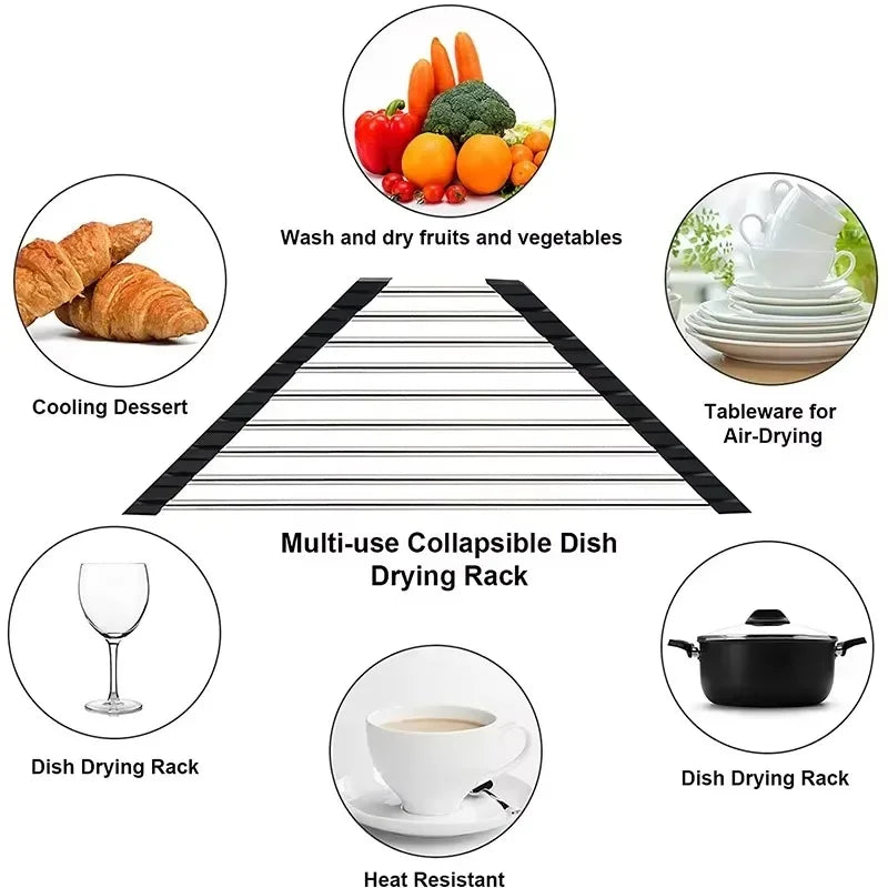 Foldable Triangle Dish Drying Rack – Corner Sink Organizer & Stainless Steel Drainer