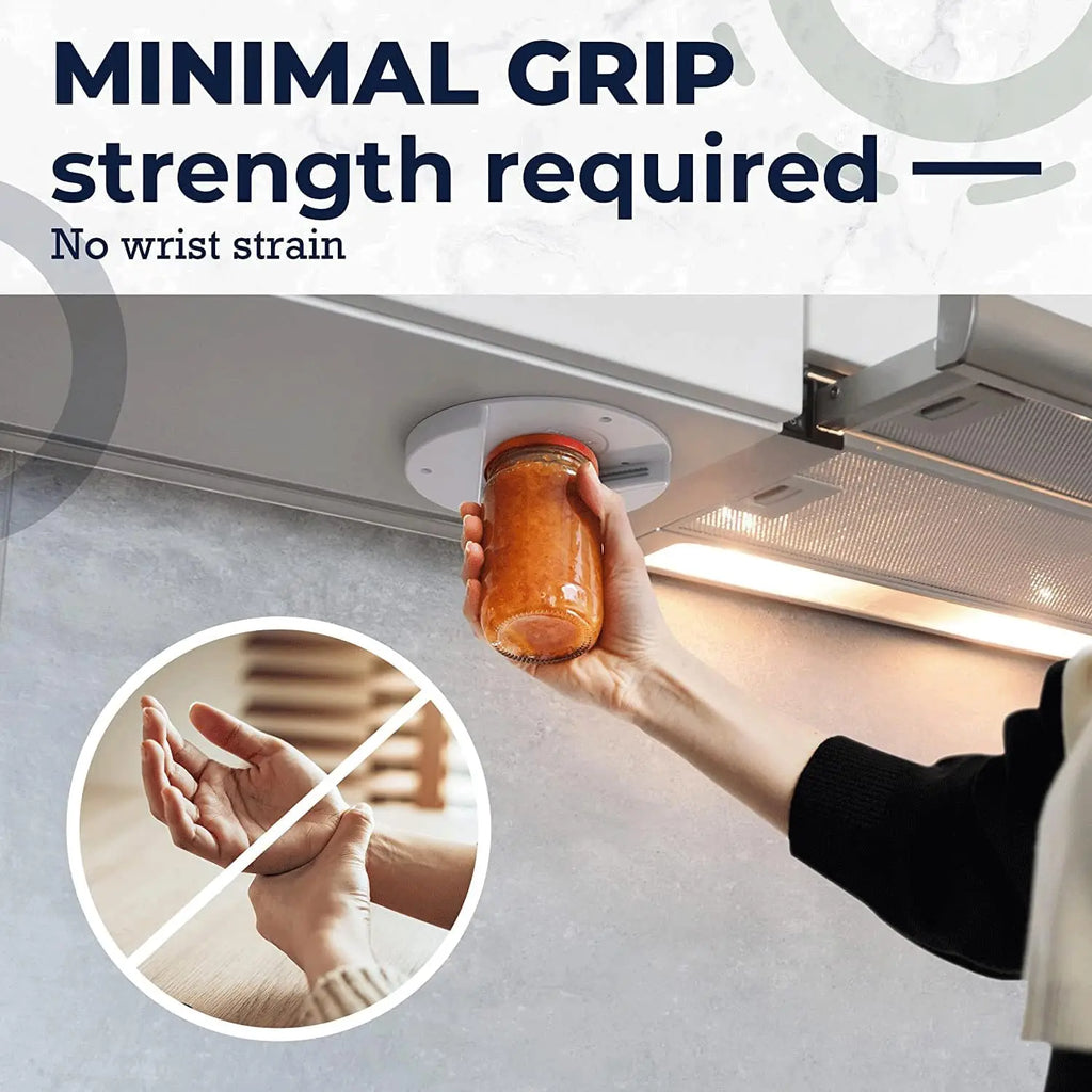 Under Cabinet Jar & Bottle Opener – One-Handed, No-Effort Lid Remover for Seniors & Arthritis