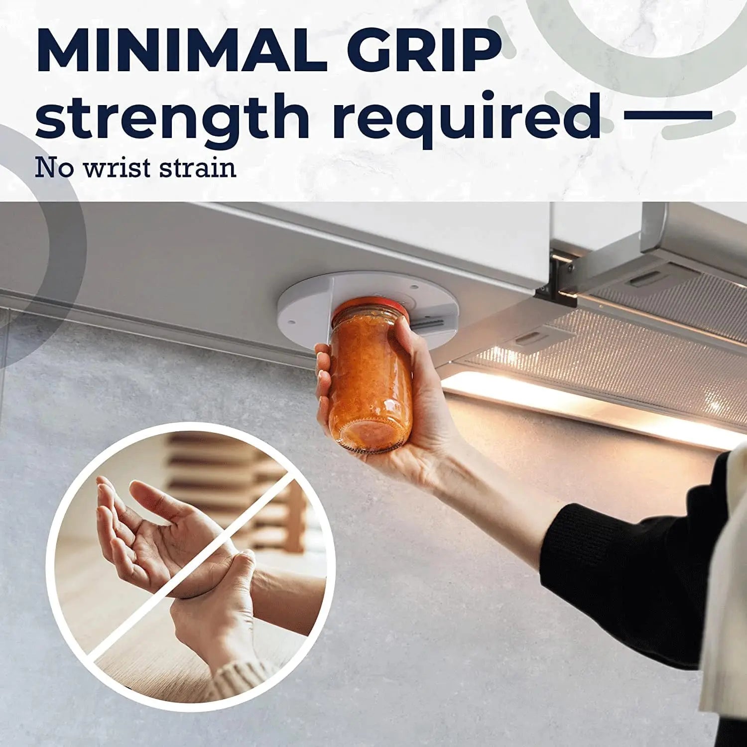Under Cabinet Jar & Bottle Opener – One-Handed, No-Effort Lid Remover for Seniors & Arthritis