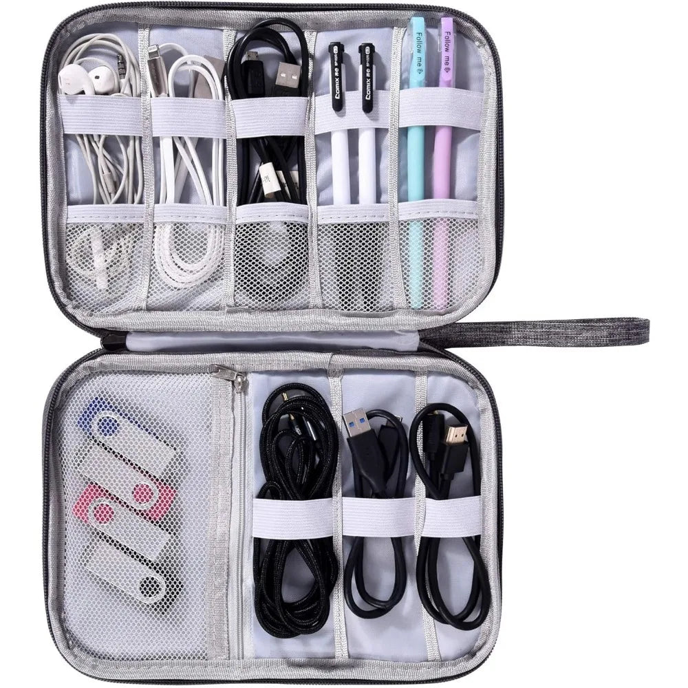 Waterproof Electronics Organizer Bag – Travel Cable & Accessories Pouch, 8 Cable Loops, Lightweight 120g