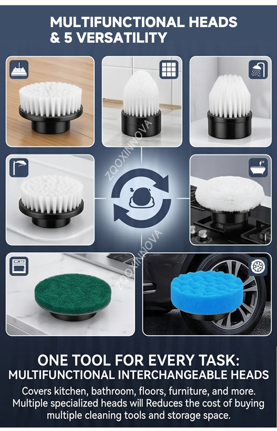 Cordless Electric Spin Scrubber — Rechargeable Multipurpose Cleaning Brush