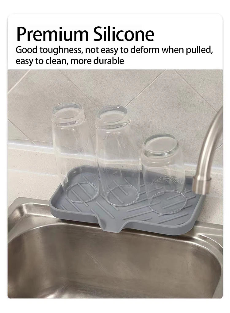 Silicone Kitchen Sink Sponge Holder – Auto-Draining Sink Caddy Organizer