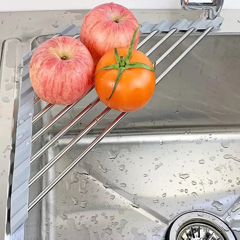 Foldable Triangle Dish Drying Rack – Corner Sink Organizer & Stainless Steel Drainer