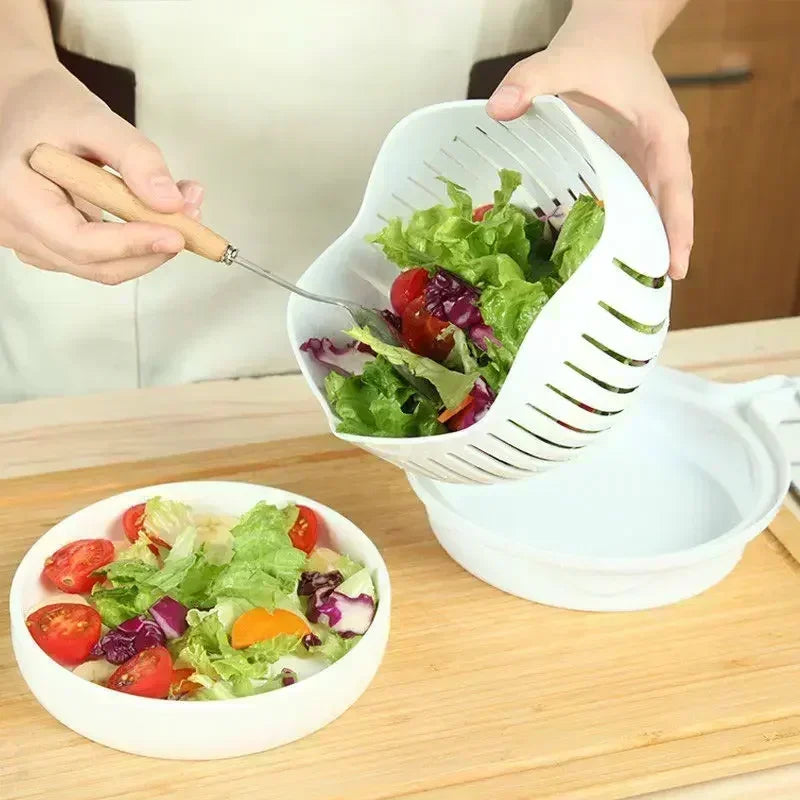 Salad Cutter Bowl – Vegetable & Fruit Slicing Bowl for Fast Meal Prep, No Cutting Board Needed