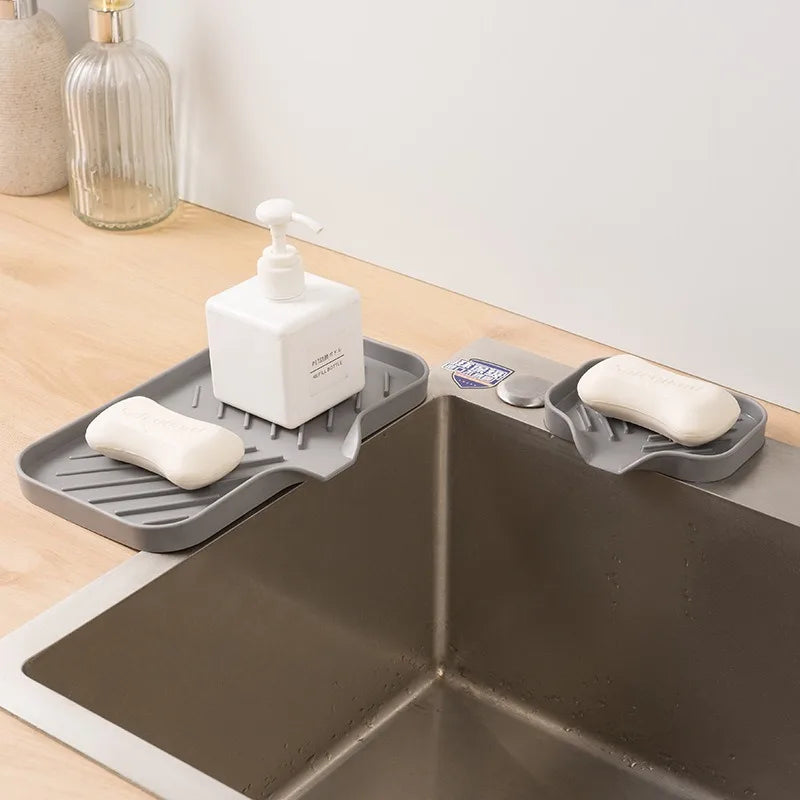 Silicone Kitchen Sink Sponge Holder – Auto-Draining Sink Caddy Organizer