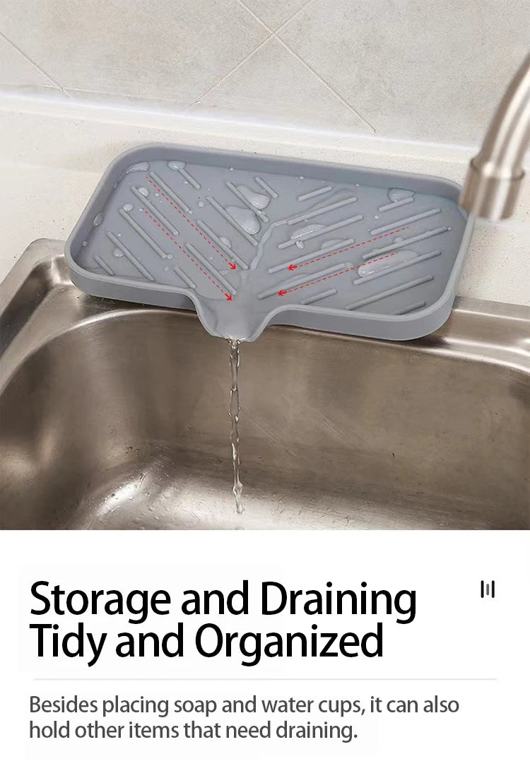 Silicone Kitchen Sink Sponge Holder – Auto-Draining Sink Caddy Organizer