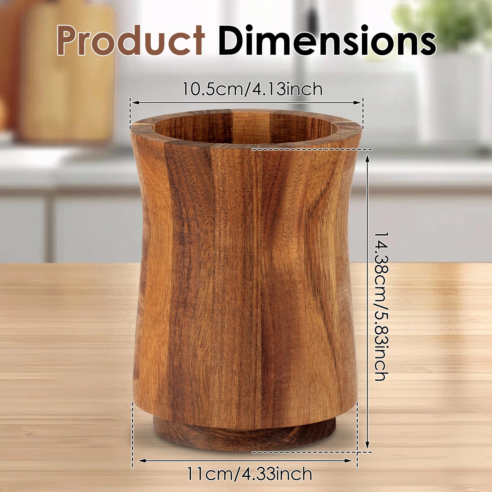 360° Rotating Acacia Wood Utensil Holder – Countertop Kitchen Tool Organizer