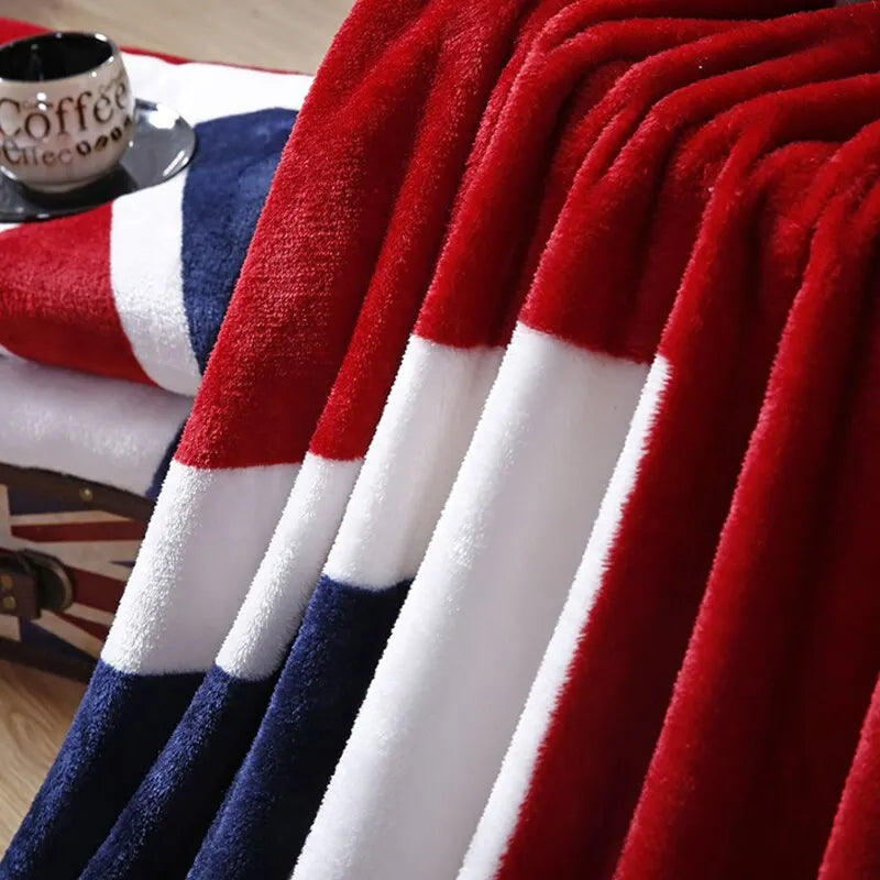 Warm Plush Throw Blanket — Striped European Style for Sofa, Bed & Travel