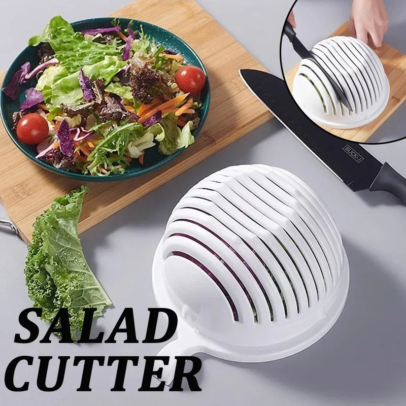Salad Cutter Bowl – Vegetable & Fruit Slicing Bowl for Fast Meal Prep, No Cutting Board Needed
