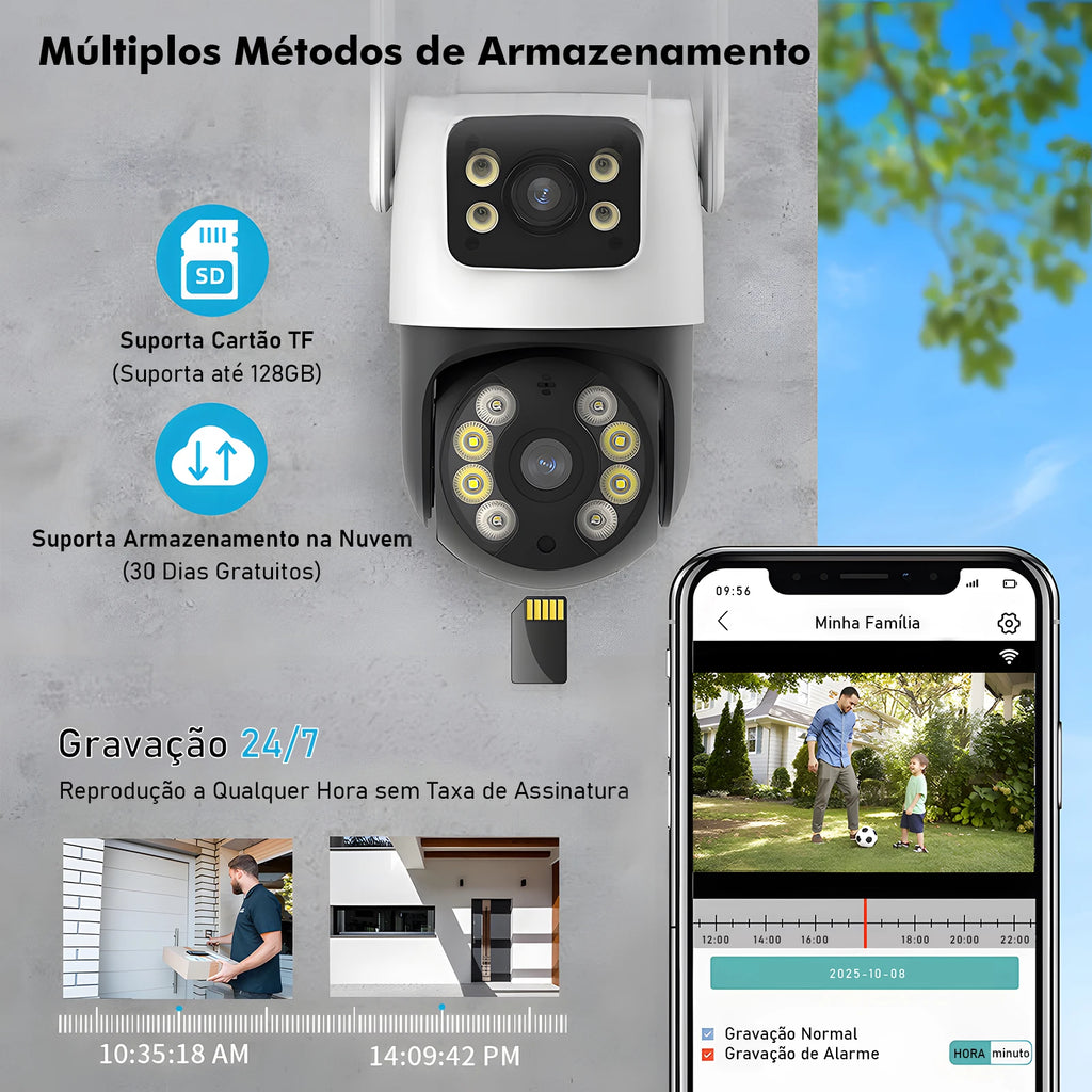 3MP Dual-Lens WiFi Security Camera – Waterproof Outdoor Surveillance, Wide-Angle, Smartphone Monitoring