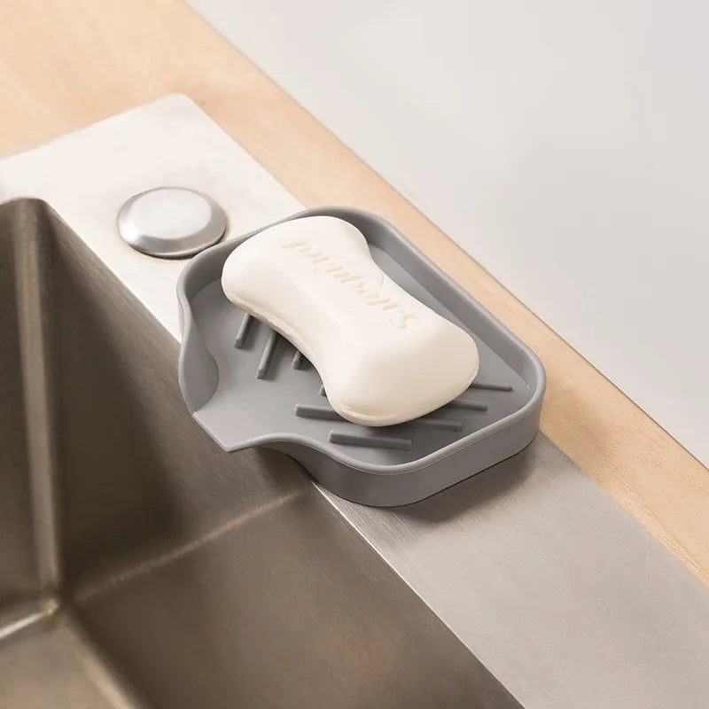 Silicone Kitchen Sink Sponge Holder – Auto-Draining Sink Caddy Organizer
