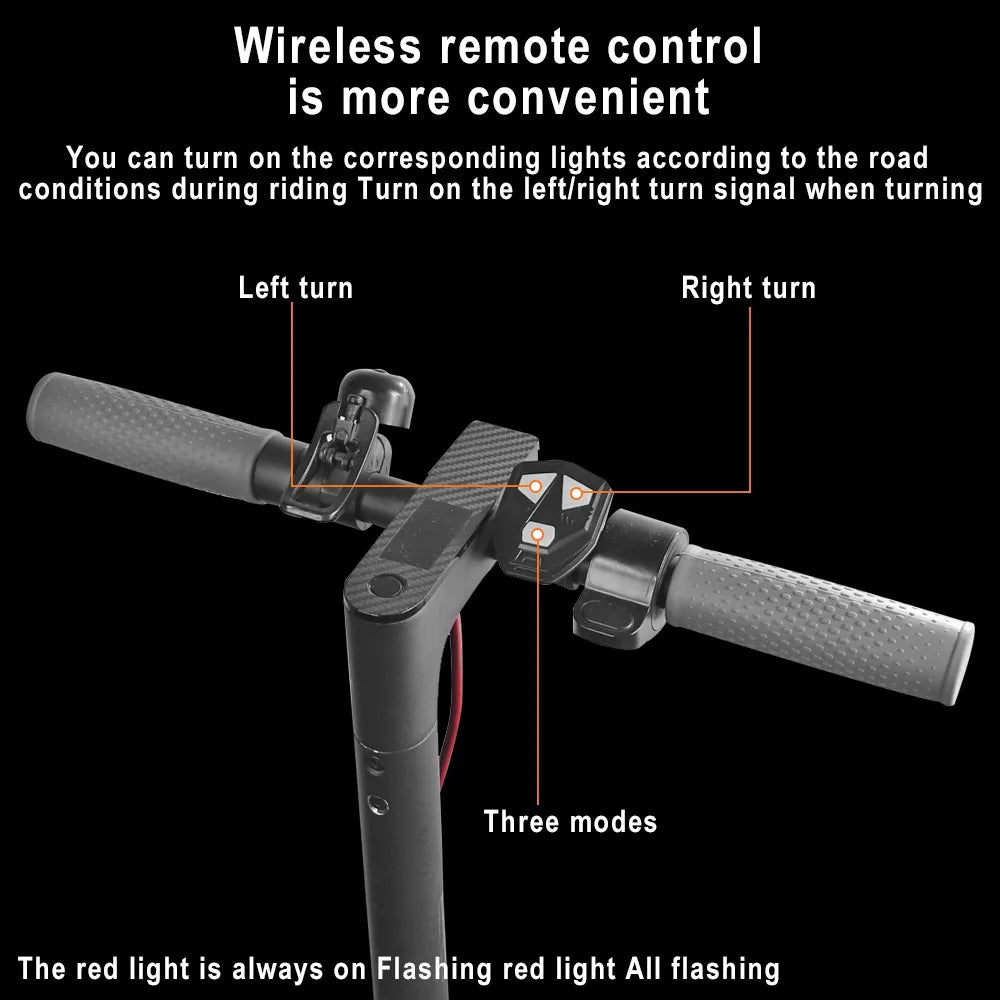 LED Turn Signal & Tail Light for Xiaomi M365, MI3, 1S & Pro2 — Wireless Remote, USB Rechargeable
