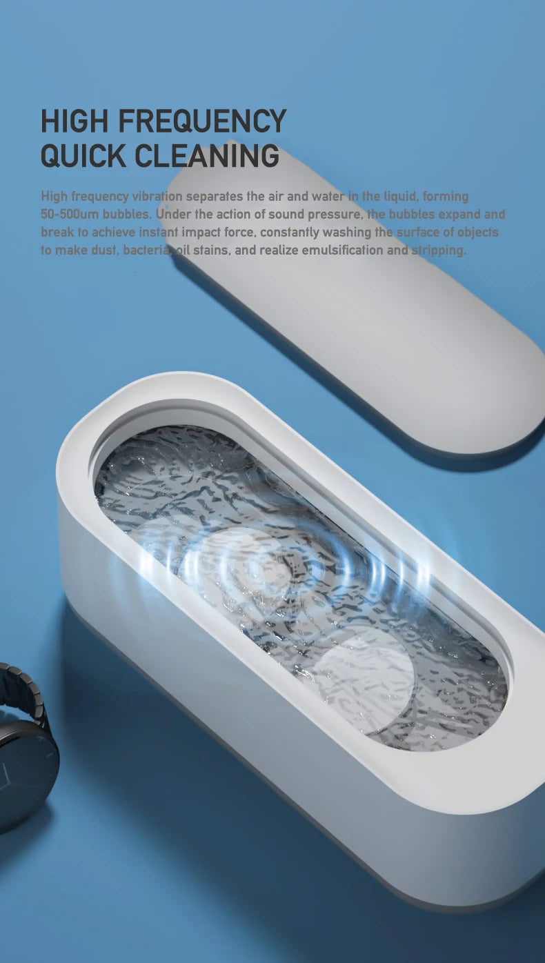 Mini Ultrasonic Cleaning Machine for Jewelry, Glasses & Watches (Battery Not Included)